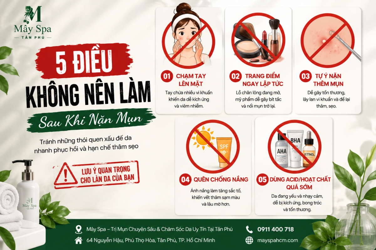 5 điều không nên làm sau khi nặn mụn