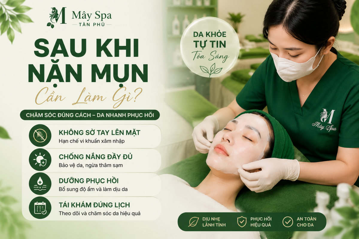 Chăm s&oacute;c da sau khi nặn mụn tại M&acirc;y Spa T&acirc;n Ph&uacute;