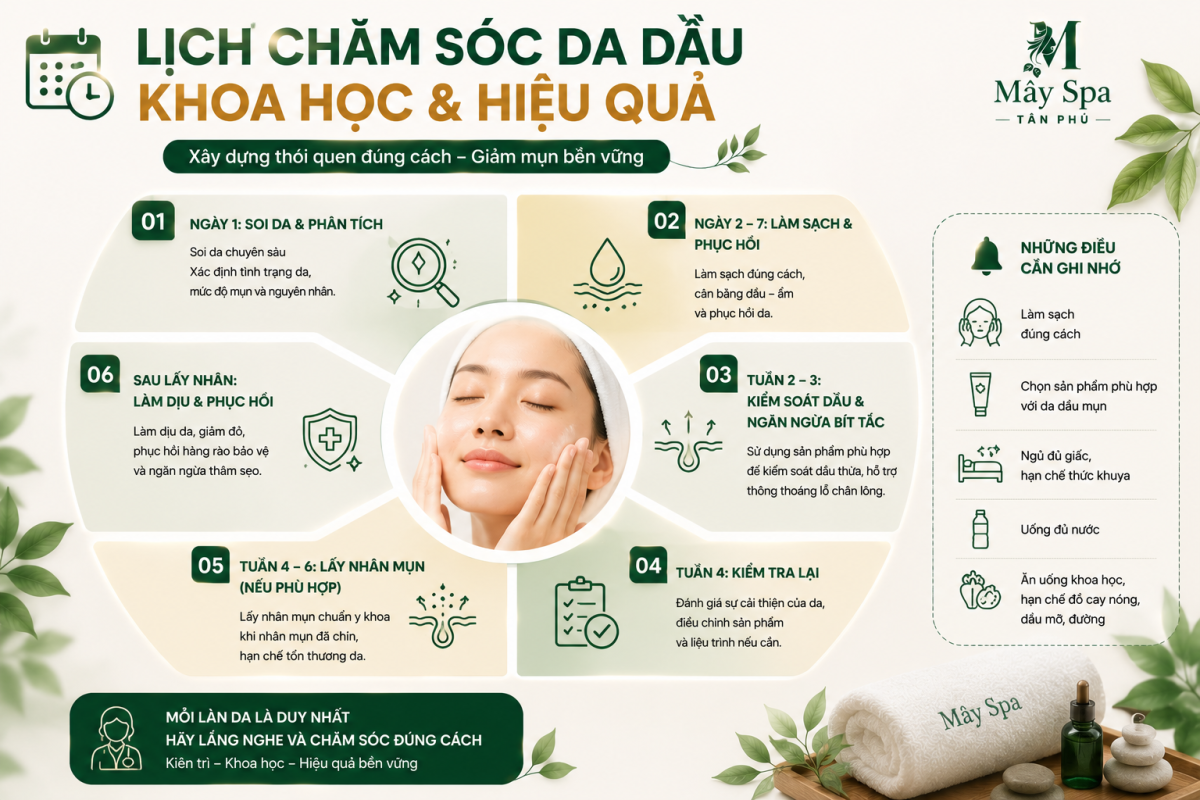 Lịch chăm sóc da dầu phù hợp