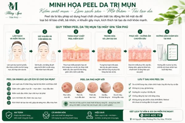 Peel da trị mụn theo từng tình trạng da tại Mây Spa Tân Phú