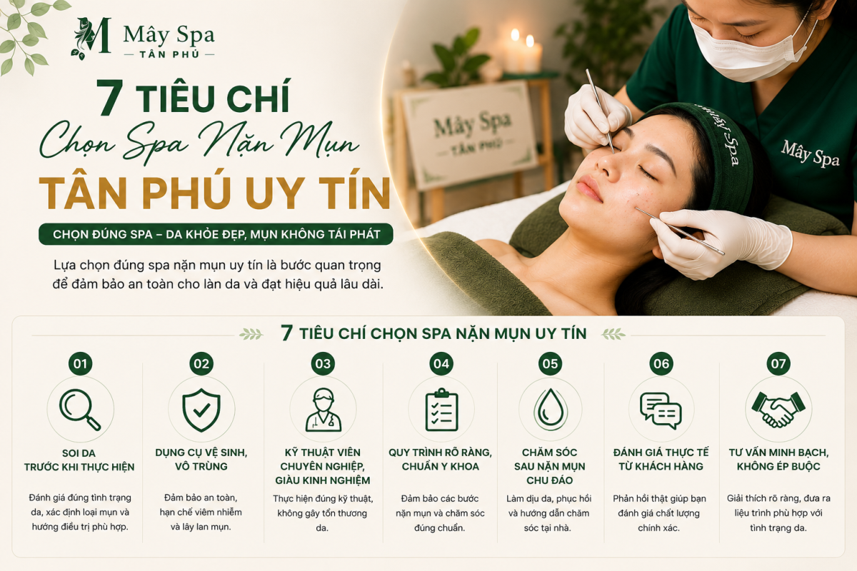 Ti&ecirc;u ch&iacute; chọn spa nặn mụn uy t&iacute;n t&acirc;n ph&uacute;