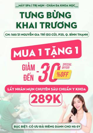 MÂY SPA BÌNH THẠNH KHAI TRƯƠNG – SIÊU ƯU ĐÃI 50% TRỊ MỤN & CHĂM SÓC DA!